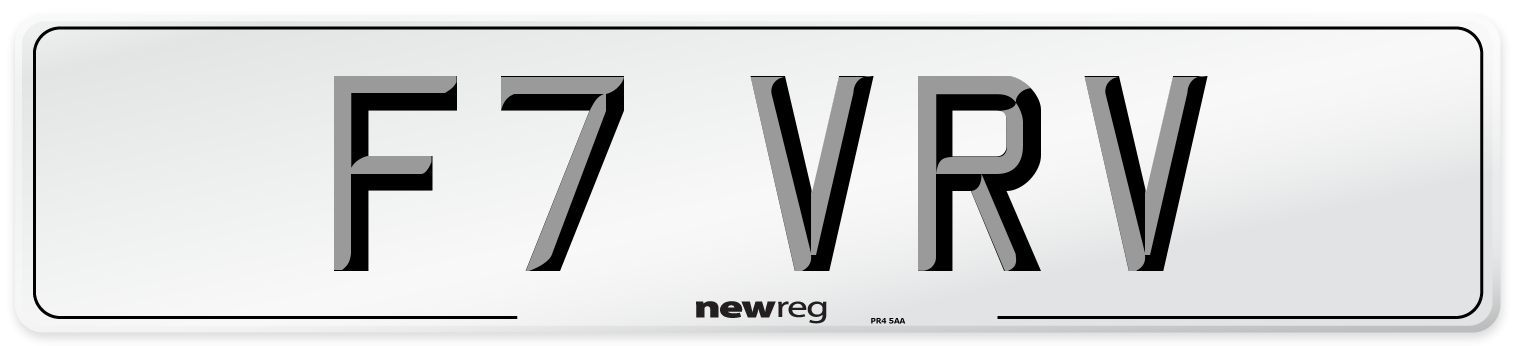 F7 VRV Number Plate from New Reg